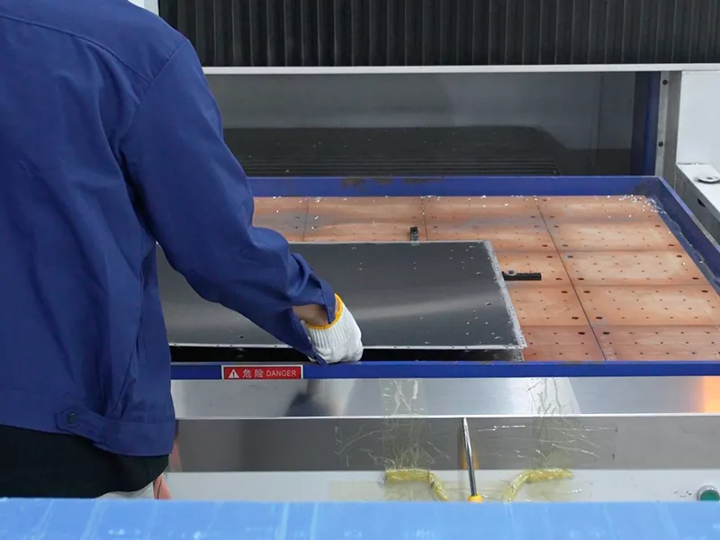 AMADA CNC bending machine forming stainless steel power cabinet cover shell in Xinyang factory